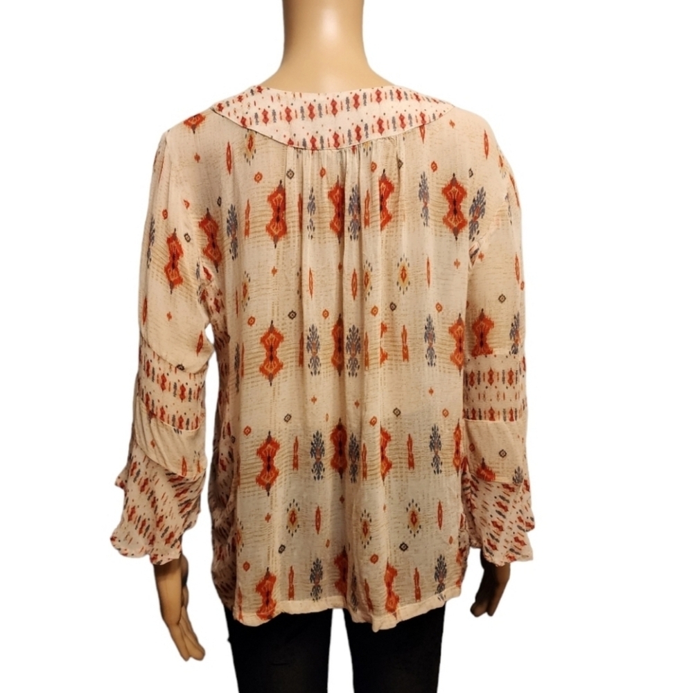 Lucky Brand Semi Sheer Western Blouse Size L - Picture 4 of 14